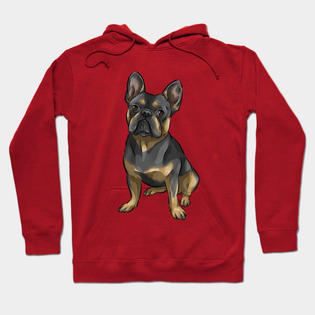 French Bulldog | Black and Tan | Cute Dog Art Hoodie by Shirin Illustration